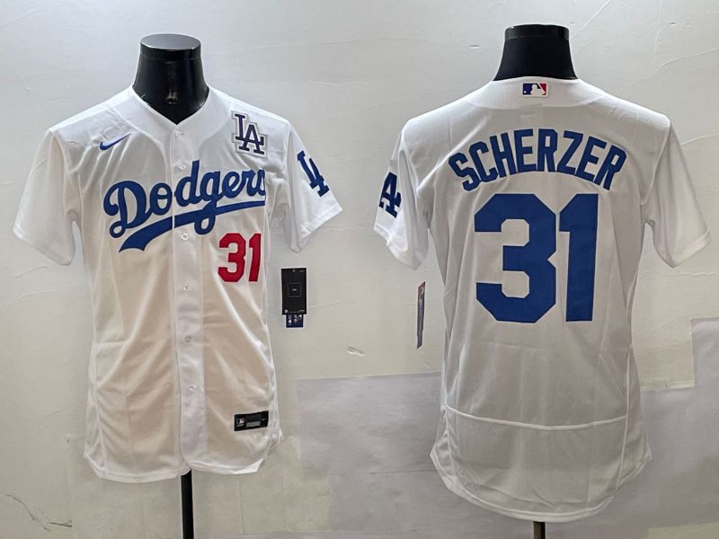 Men Los Angeles Dodgers #31 Scherzer White Elite 2025 Nike MLB Jersey style 3205